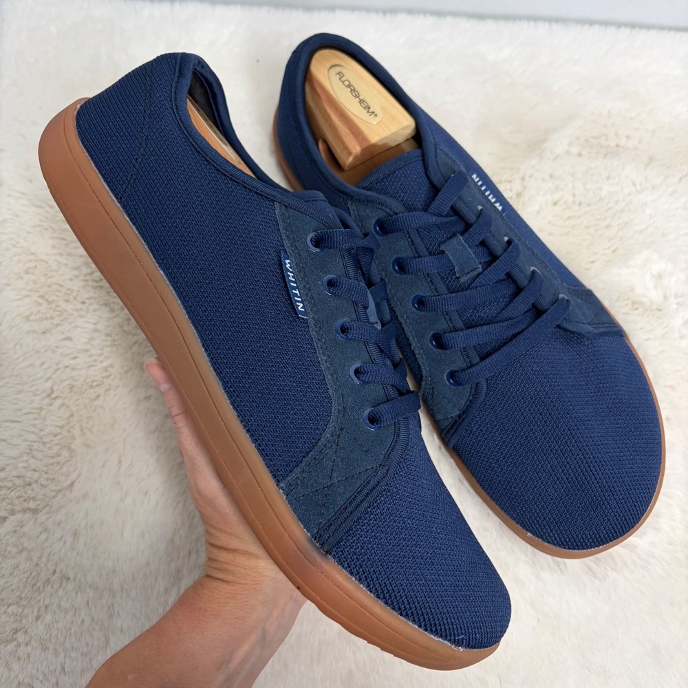 Whitin Men Minimalist Sneakers Navy Blue Gum Sole Size 45 EU 11.5 W81 Barefoot